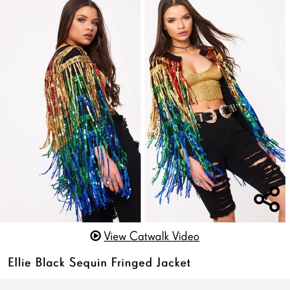 black sequin fringe jacket